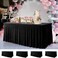 Your Magic Moment Black Tablecloth 4 PC Set 6 FT Rectangle Table Cover Set for 6 Foot Tables Black Spandex Table Skirts Party Anniversary Catering