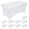 Fixwal 10 Pack 6Ft White Table Cover Spandex Fitted Tablecloths Rectangle WrinkleFree and Stretch Folding Table Cloth for Banquet Wedding Party Trade Show