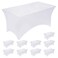 Fixwal 10 Pack 6Ft White Table Cover Spandex Fitted Tablecloths Rectangle WrinkleFree and Stretch Folding Table Cloth for Banquet Wedding Party Trade Show