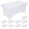 Fixwal 10 Pack 6Ft White Table Cover Spandex Fitted Tablecloths Rectangle WrinkleFree and Stretch Folding Table Cloth for Banquet Wedding Party Trade Show