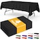 Niuara Black Plastic Table Cloth 4 Pack 54 108 Rectangle Disposable Tablecloths for 6FT Tables Table Cover for Party Holiday Gathering Use