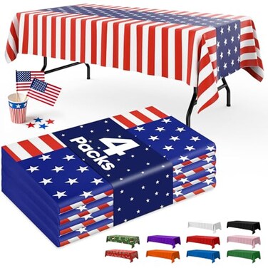 Niuara Fall Maple Plastic Table Cloth 4 Pack 54 108 Rectangle Disposable Tablecloths for 6FT Tables Table Cover for Party Holiday Gathering Use