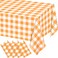 WNINK 4 Pack Orange and White Checkered Rectangular Plastic Tablecloths Orange Gingham Waterproof Disposable Table Covers 54 x 108 for Birthday Wedding Outdoor Picnic Camping Parties