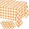 WNINK 4 Pack Orange and White Checkered Rectangular Plastic Tablecloths Orange Gingham Waterproof Disposable Table Covers 54 x 108 for Birthday Wedding Outdoor Picnic Camping Parties