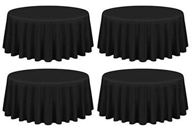 Showgeous 4 Pack Black Round Tablecloth 90 Inch Washable Polyester Tablecloths for Round Tables Stain Resistant and Wrinkle Table Cloth Decorative Fabric Table Cover for Dining Wedding Party Banquet B