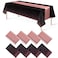 MASHAN 8Pack Disposable Plastic Tablecloths and Satin Table Runner Set Black and Rose Gold Dot Tablecloth Gold Satin Table Runner for Wedding Birthday Baby Shower Anniversary Christmas New Year Party