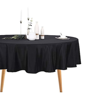Ascoza 12pack 90 Inch Black Round Tablecloth in Polyester Fabric for WeddingBanquetRestaurantParties