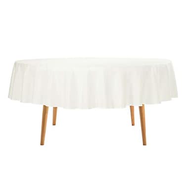 Ascoza 12pack 90 Inch Ivory Round Tablecloth in Polyester Fabric for WeddingBanquetRestaurantParties