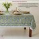 ATOSII Amara Green 100 Cotton Rectangle Fall Tablecloth Handblock Floral Print Linen Table Cloth for Kitchen Dining I Parties Weddings Outdoors Easter I Home Decor 60 X 90 Inches I 6 Seater