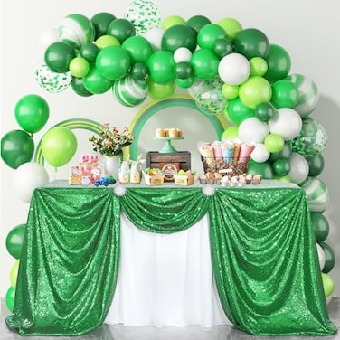 B-COOL BCOOL Green Sequin Tablecloth Christmas Decor Top Glitter Overlay Table Decoration Birthday Prom Carnival Winter Cake Cloths St Patricks Day 50x50inch