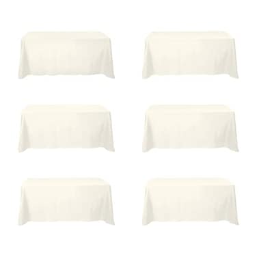 BRILLMAX 6 Pack Ivory Tablecloths 90 x 132 Inch for 6ft Rectangle Tables 150 GSM Polyester Fabric Floor Length Drop Water Stain Wrinkle Resistant Cloth Cover for Wedding Reception Banquet