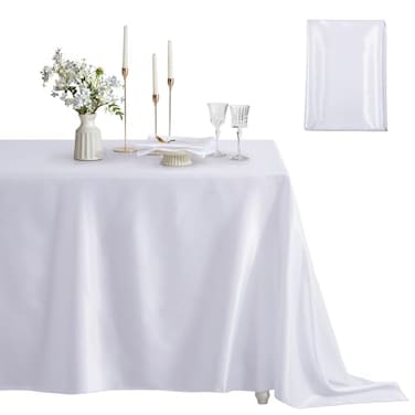 Counfeisly 1 Pack Square Satin Table Cover Silkly Soft Table Cloth Satin Dining Table Cloths for Wedding Banquet Table Decoration Dining Room Indoor and Outdoor Use 52 x 52 Inches Taupe