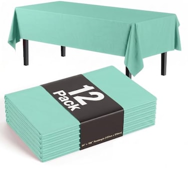 Exquisite 12Pack Premium Plastic Tablecloth 54in x 108in Rectangle Table Cover Mint Green