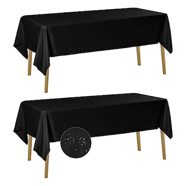 Fokitut 2 Pack Waterproof Rectangle Tablecloth 60x102 Inch Stain Resistant and Wrinkle Polyester Table Cloth Fabric Table Cover for Kitchen Dining Wedding Party Holiday DinnerBlack