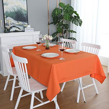FOLINS&HOME FOLINSHOME Orange Rectangle Tablecloth 52 x 70 Wrinkle Free Waterproof Polyester Table Cloths Spillproof Heavy Duty and Washable Table Cover for Party Indoor and OutdoorOblongRectangular