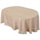Grelucgo Solid Color Double Hemstitched Dining Tablecloth Beige Oval 60x84 inches