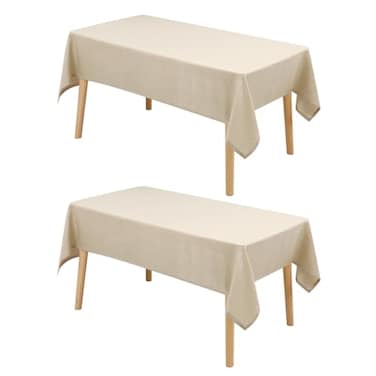 Hiasan 2 Pack Faux Linen Rectangle Tablecloth Wrinkle and Stain Resistant Washable Table Cloth for Kitchen Dining Room Holiday Table Cover for Party Dinner Beige 52 x 70 Inch