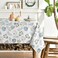 Horaldaily Fall Tablecloth 60x84 Inch Rectangular Thanksgiving Autumn Harvest Blue Pumpkins and Leaves Table Cover for Party Picnic Dinner Decor