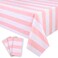 Kesfey 3 Packs Pink and White Vertical Striped Tablecloth 54 x 108 Inch Pink Stripe Table Cloths Disposable Plastic Stripe Table Covers Waterproof Pink Striped Picnic Table Cover for Birthday Party