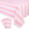Kesfey 3 Packs Pink and White Vertical Striped Tablecloth 54 x 108 Inch Pink Stripe Table Cloths Disposable Plastic Stripe Table Covers Waterproof Pink Striped Picnic Table Cover for Birthday Party