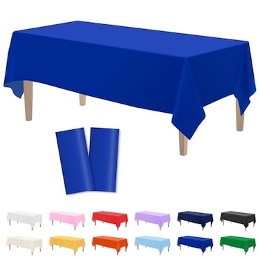 Kopokita 2PCS Royal Blue Plastic Tablecloths 54 x 108 Inch Disposable Table Cloths Rectangle Party Table Covers