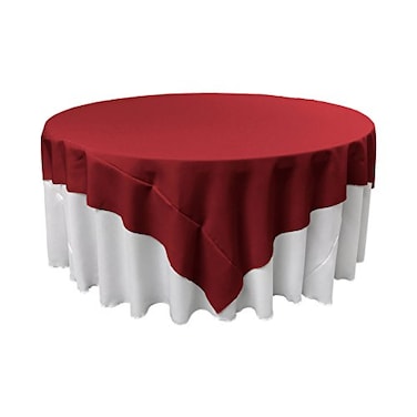LA Linen Polyester Poplin Washable Square Tablecloth Stain and Wrinkle Resistant Table Cover 72x72 Fabric Table Cloth for Dinning Kitchen Party Holiday 72 by 72Inch Cranberry