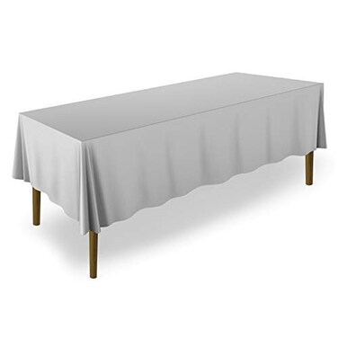 Lann's Linens Lanns Linens 70 x 120 Inch Rectangular Tablecloth Washable Polyester Fabric Table Cloth for Dining Tables Restaurants Weddings Silver Gray