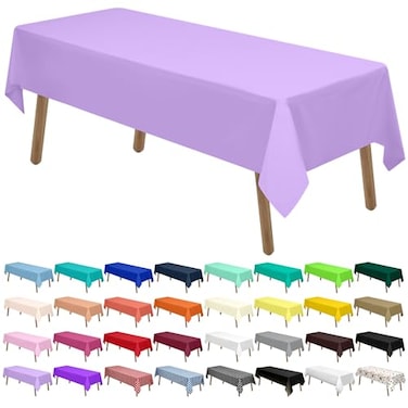 PARTY ULYJA Lavender Plastic Tablecloths 2 Pack Lilac Disposable Table Covers 54 x 108 Inch Bridal Shower Party Tablecovers PEVA Mauve Table Cloths for BBQ Birthday Wedding Parties 8 ft Rectangle Tabl