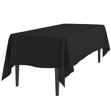 LTC LINENS LinenTablecloth 60 x 126Inch Rectangular Polyester Tablecloth Black