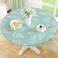 misaya Round Fitted Tablecloth with Elastic Edge Waterproof Oil Proof Plastic Table Cover Vinyl Flannel Backed Tablecloth Fits 3644 Round Tables for Dinner Outdoor Picnic Light Green Leaves