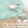 misaya Round Fitted Tablecloth with Elastic Edge Waterproof Oil Proof Plastic Table Cover Vinyl Flannel Backed Tablecloth Fits 3644 Round Tables for Dinner Outdoor Picnic Light Green Leaves