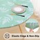 misaya Round Fitted Tablecloth with Elastic Edge Waterproof Oil Proof Plastic Table Cover Vinyl Flannel Backed Tablecloth Fits 3644 Round Tables for Dinner Outdoor Picnic Light Green Leaves