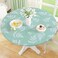 misaya Round Fitted Tablecloth with Elastic Edge Waterproof Oil Proof Plastic Table Cover Vinyl Flannel Backed Tablecloth Fits 3644 Round Tables for Dinner Outdoor Picnic Light Green Leaves