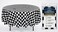 Oojami Pack of 4 Black White Checkered Flag Table Cover Party Favor Checkered Tablecloth Disposable Checkered Racing Table Cover 78 Round