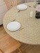 Pioggia Round Vinyl Fitted Tablecloth with Flannel Backing Elastic Table Cloth Waterproof OilProof Plastic Table Cover Best for 3744 Round