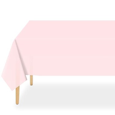 QIKSION Pink Plastic Table Cloth Disposable 2 Pack 54 x 108 Inch Tablecloths for Valentines Easter Mothers Day Decorations Baby Shower Birthday Party Rectangle Table Cover