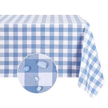 Romanstile Rectangle Vinyl Tablecloth 100 Waterproof Buffalo Gingham Plastic Table Cloth Heavy Duty Wipeable Checkered Table Covers for Outdoor Camping Picnic Patio 52 x 70 Light Blue
