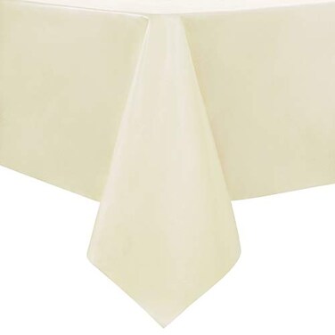 sancua 100 Waterproof Rectangle PVC Tablecloth 54 x 78 Inch Oil Proof Spill Proof Vinyl Table Cloth Wipe Clean Table Cover for Dining Tables Buffet Parties and Camping Beige