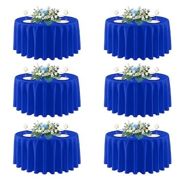 sancua Royal Blue Round Tablecloths 90 Inch 6 Pack Circle Fabric Table Cloth for July 4th Independence Day Wedding Party Banquet Birthday Washable Polyester Table Cover Fit 3072 Inch Tables