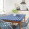 Sorfey Kitchen Tablecloth Fitted with Elastic Vinyl with Flannel Back Fits for Table 36 w x 60 L RectangleWater Proof Easy to Clean Checked Blue Design