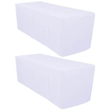Surmente 2 Pack White Fitted Tablecloths for 6 Foot Rectangle Tables White Table Covers for Weddings Banquets or Restaurants