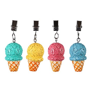 TwoFish Home Set of 4 Ice Cream Resin Tablecloth Weights Clips Handicraft Ice Cream Tablecloth Clamps Pack of 4