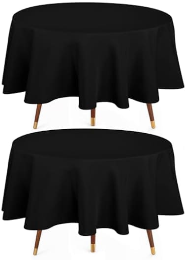 Utopia Kitchen Round Table Cloth 2 Pack60 Inches Black Tablecloth Machine Washable Polyester Table Cover for Dining Buffet Parties Picnics Events Weddings and Restaurants