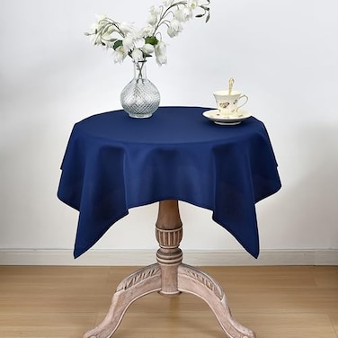 Viiamacki Navy Blue Square Small Tablecloth 24 x 24 Inch Stain and Wrinkle Resistant Machine Washable Polyester Table Cloth Fabric Nightstand End Table Cover