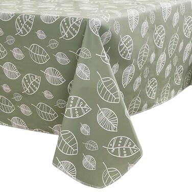 Walrus Heavy Duty Vinyl Tablecloth with Flannel Backing Waterproof OilProof Plastic Table Cloth StainResistant Wipeable Rectangle or Square Table Cover for Indoor and Outdoor Leaf 54X54 Inch