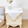 Wolkemer 2 Pack Small Square Tablecloth 24 x 24 Inch Washable Fabric Table Cloth Solid White Table Cover for Nightstand End Bedside Tables Tabletop Decoration
