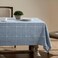ZeeMart Grid Embroidered Hemmed Tablecloths Blue 60x84 Inch Farmhouse Style Heavy Weight Cotton Linen Dusty Blue Tablecloths Boho Plaid Water Resistant Rectangle Table Cloth