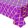 Lecpeting 2 Pcs Arabian Tablecloth Purple Gold Lattice Plastic Table Covers 87 x 51 Inches Arabian Nights Themed Party Decorations for Birthday Party Supplies