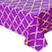 Lecpeting 2 Pcs Arabian Tablecloth Purple Gold Lattice Plastic Table Covers 87 x 51 Inches Arabian Nights Themed Party Decorations for Birthday Party Supplies