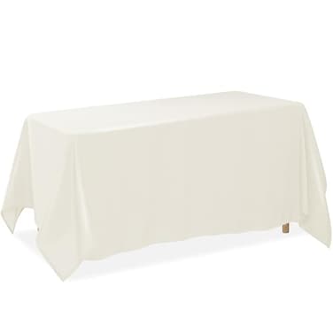 Lann's Linens Lanns Linens 90 x 132 Inch Rectangular Tablecloth Washable Polyester Fabric Table Cloth for Dining Tables Parties Restaurants Weddings Ivory